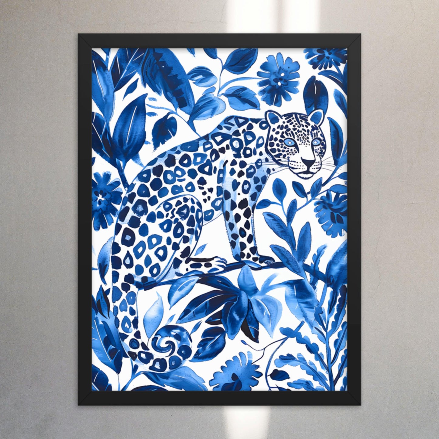 Otomi Wall Art Jaguar Framed Poster Mexican Folk Art Wall Decor Cat Lover