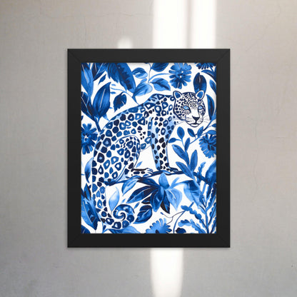 Otomi Wall Art Jaguar Framed Poster Mexican Folk Art Wall Decor Cat Lover