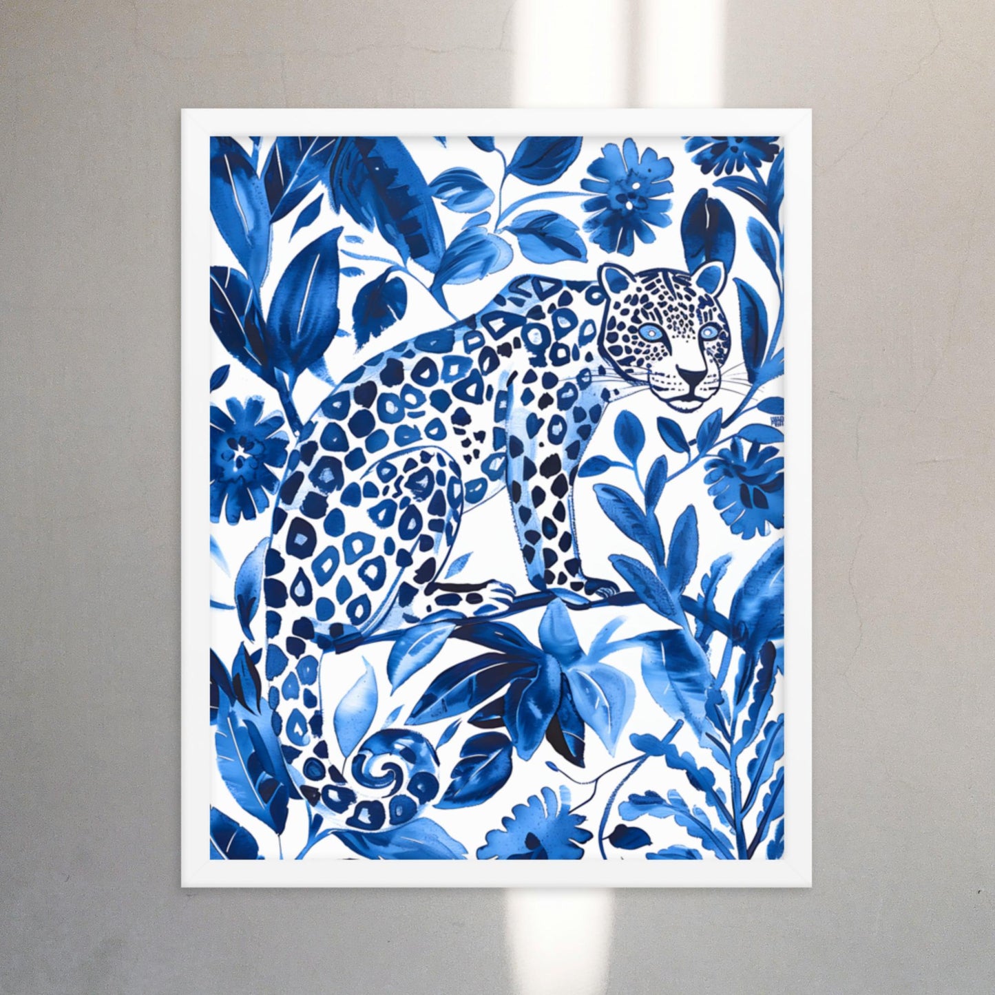 Otomi Wall Art Jaguar Framed Poster Mexican Folk Art Wall Decor Cat Lover